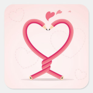 Sticker Carré Crayons dans l'amour