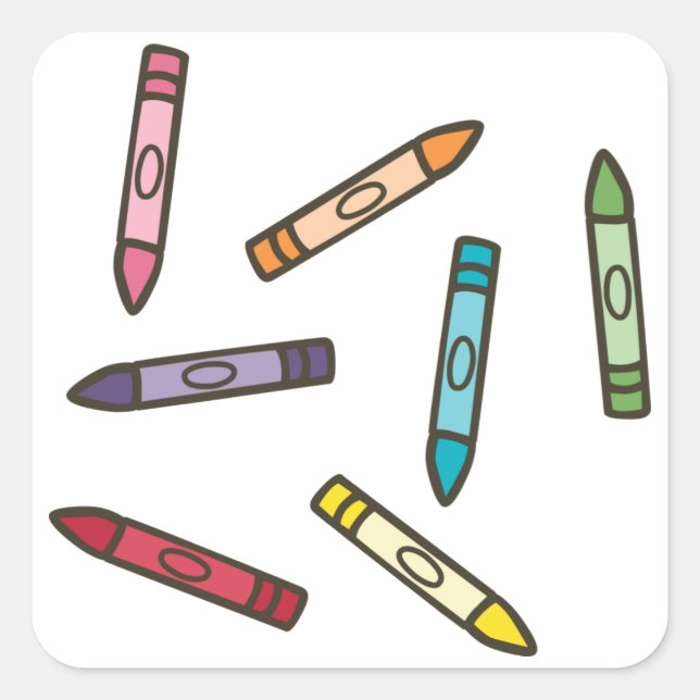 Sticker Carré Crayons de couleurs (Devant)