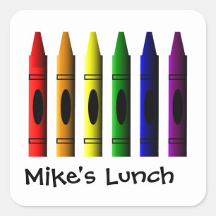 Sticker Carré Crayons Nom Modèle Crayon Lunch Bah