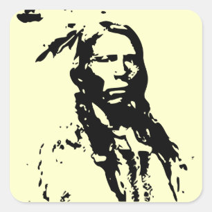 Sticker Carré Crazy Horse Amérindien