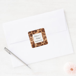 Sticker Carré Cream Brown Giraffe Mariage animal