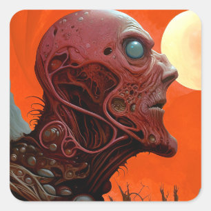 Sticker Carré Créature Alien Sci-fi Horreur Art