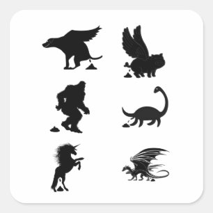 Sticker Carré Créatures mythiques drôles qui font caca