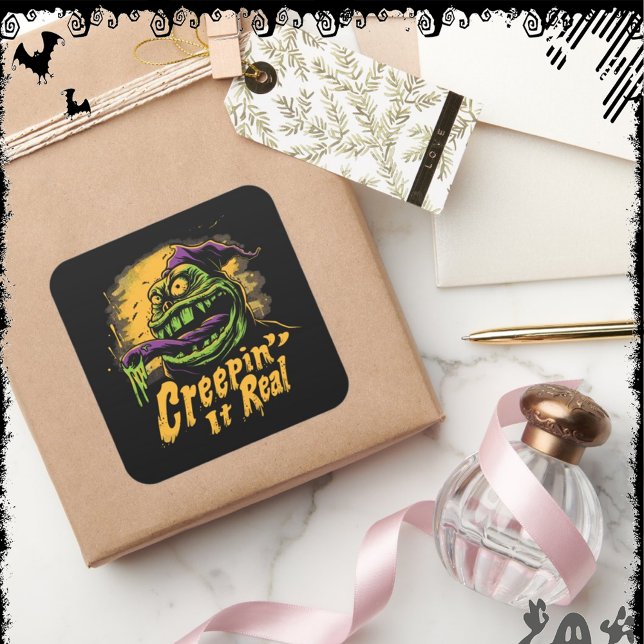 Sticker Carré Creepin’ It Real  | ExDesigner | Halloween (Créateur téléchargé)