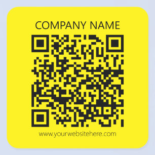 Sticker Carré Créer un code QR   Facilement visible jaune vif no