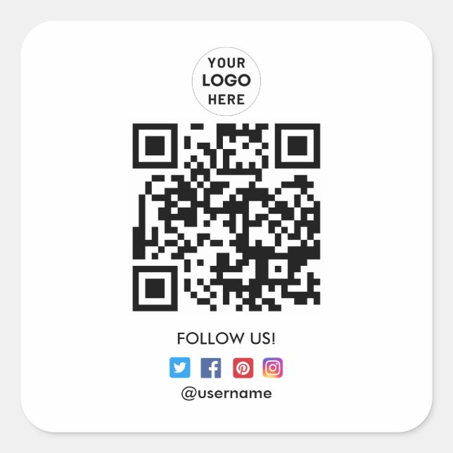 Sticker Carré Créer votre propre entreprise Social Media QR Code (Devant)