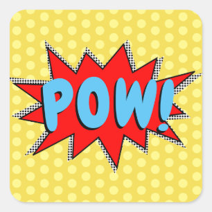 Sticker Carré Créez vos propres super-héros Onomatopoeias ! POW 