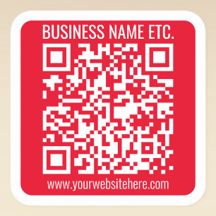 Sticker Carré Créez votre propre code QR avec bordure   Rouge et