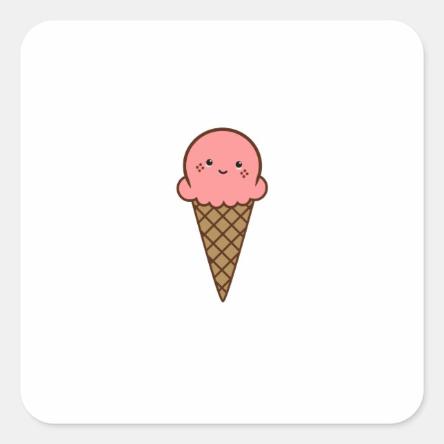 Sticker Carré Crème de glace de Kawaii (Devant)