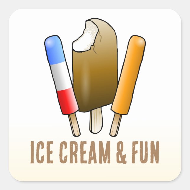 Sticker Carré Crème de glace et Amusants Anniversaire (Devant)