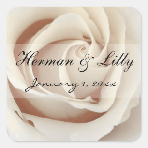 Sticker Carré Crème de glace Rose blanche Mariage personnalisé