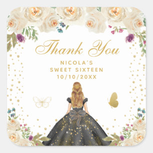 Sticker Carré Crème Florale Blonde Cheveux Princesse Douze Ans