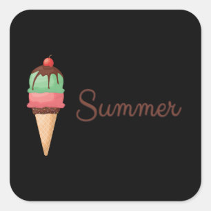 Sticker Carré Crème glacée d'été