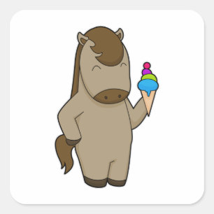 Sticker Carré Crème glacée Horse gaufre