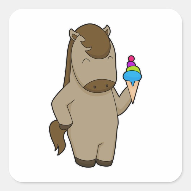 Sticker Carré Crème glacée Horse gaufre (Devant)