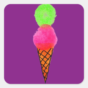 Sticker Carré Crème glacée pop art