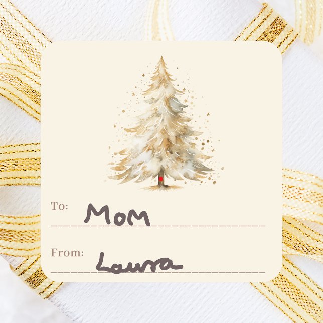 Sticker Carré Crème neige arbre à Noël (Créateur téléchargé)