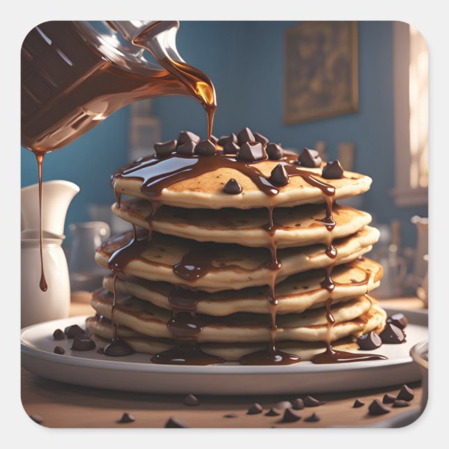 Sticker Carré Crêpes avec chips au chocolat. (Devant)
