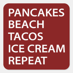 Sticker Carré Crêpes Plage Tacos Glace Répète