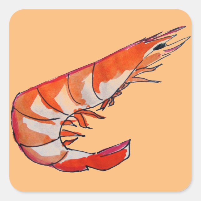 Sticker Carré crevettes crevettes fruits de mer art kitsch (Devant)