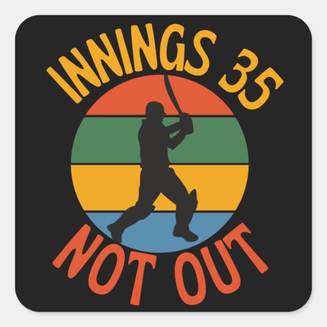 Sticker Carré Cricket Fan 35 Year Old Birthday Not Out (Devant)
