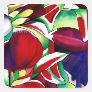 Sticker Carré Crimson tropical Singapour Orchidées fleuris