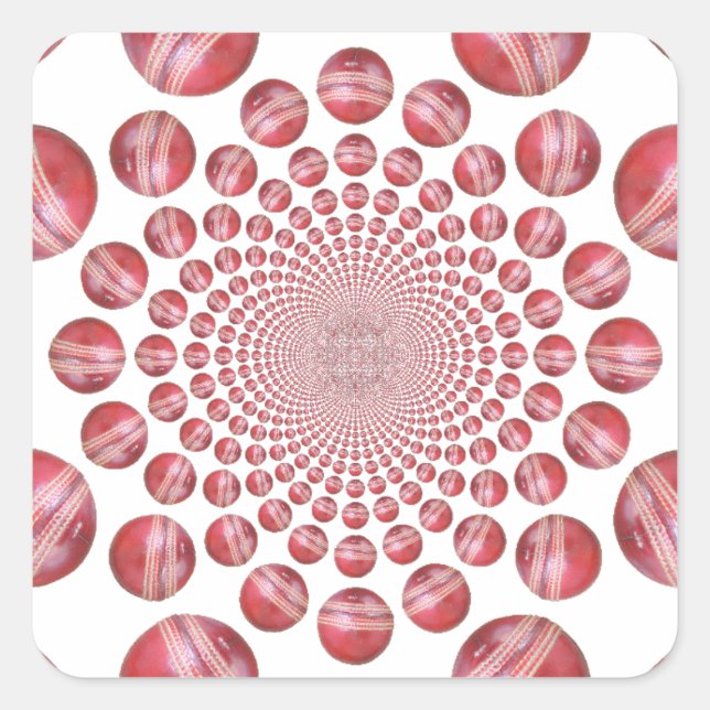 Sticker Carré Crimson Vortex : Belle Balle de Cricket Rouge (Devant)