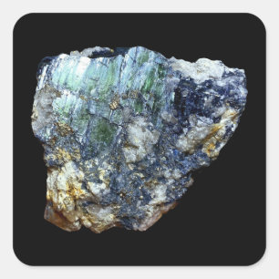 Sticker Carré Cristal de vivianite verte minéral gemme nature ar