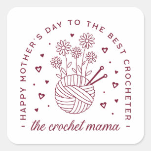 Sticker Carré Crochet maman mère heureux mères jour crochet mama