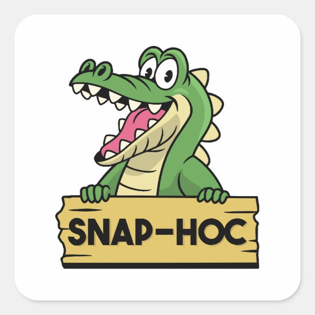 Sticker Carré Crocodile amusant Alligator et Zookeeper (Devant)