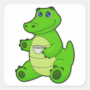 Sticker Carré Crocodile avec Coupe de Café