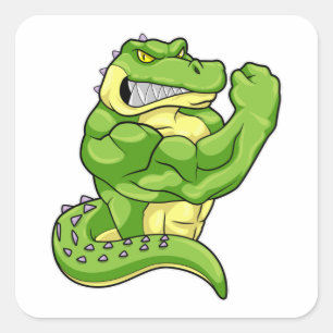 Sticker Carré Crocodile comme Bodybuilder avec de grands Muscles
