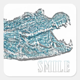 Sticker Carré Crocodile du sourire