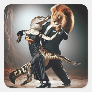 Sticker Carré Crocodile Imaginaire mignon Lion Tango
