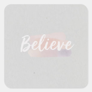 Sticker Carré Croire texte calligraphique