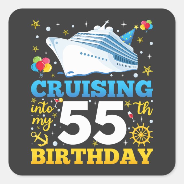 Sticker Carré Croisière Dans Mon 55 Anniversaire (Devant)
