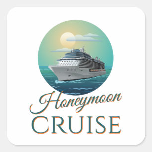 Sticker Carré Croisière en lune de miel nouvellement mariée Coup