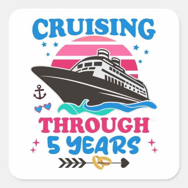 Sticker Carré Croisière Sur 5 Ans Mariage (Devant)