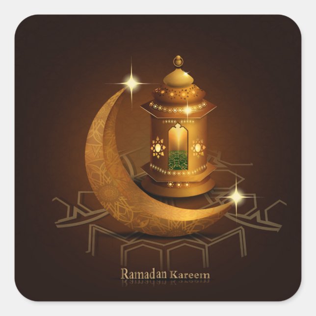 Sticker Carré croissant de lanterne< Ramadan kareem > (Devant)