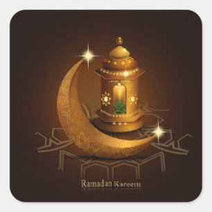 Sticker Carré croissant de lanterne< Ramadan kareem >