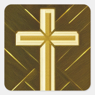 Sticker Carré Croix Brown avec Arrière - plan texturé