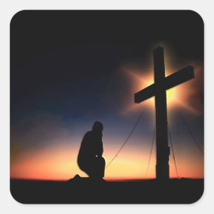 Sticker Carré Croix de crucifixion Jésus Christ