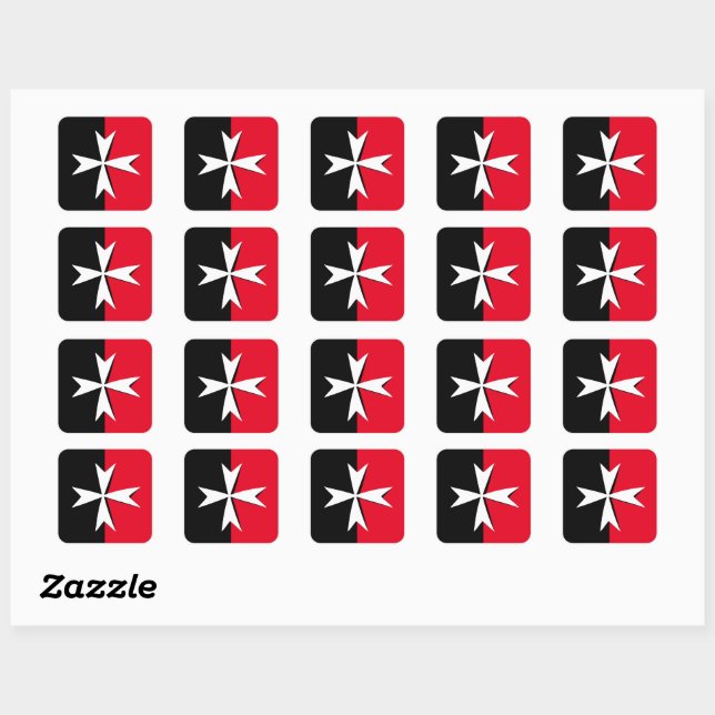 Sticker Carré Croix de Malte blanche & symbole du drapeau de Mal (Feuille)