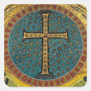 Sticker Carré Croix de mosaïque de Ravenne