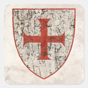 Sticker Carré Croix de Templar, affligée