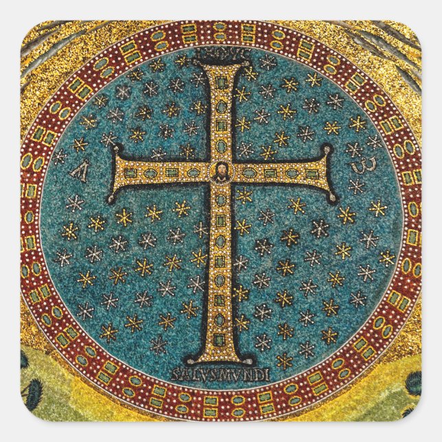 Sticker Carré Croix mosaïque de Ravenne (Devant)