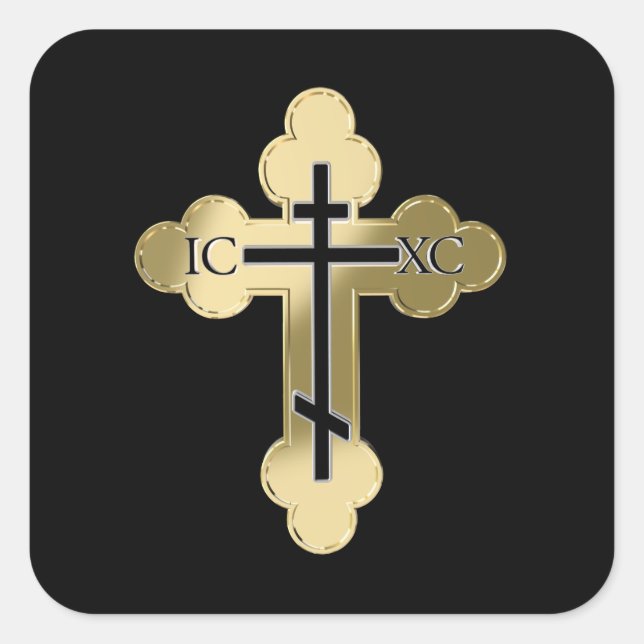 Sticker Carré Croix orthodoxe chrétienne (Devant)