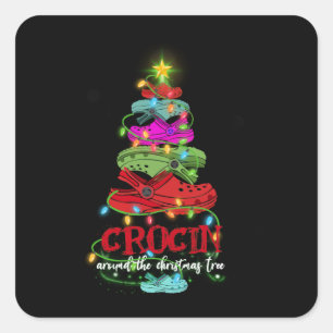Sticker Carré Croquer Autour Du Cadeau De L'Arbre De Noël