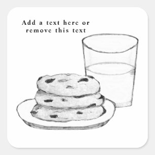 Sticker Carré Croquis au lait et aux cookies