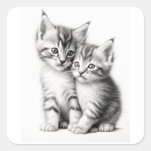 Sticker Carré Croquis de Kitten
